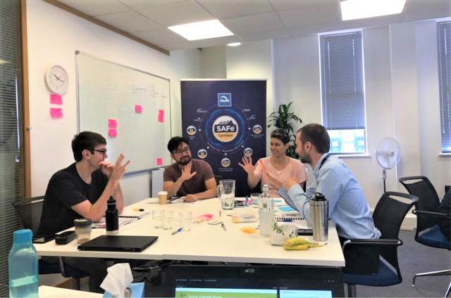 PlanitTesting's tweet photo. Here’s @rachelwhitneyuk (centre) from the Reading office with her recent #SAFeforTeams class! They look ready to use #SAFe to deliver value and support teams!
For more information about the #scaledagile course, go to: https://t.co/Bk2Kp3je9h https://t.co/FlGiwc8YnY