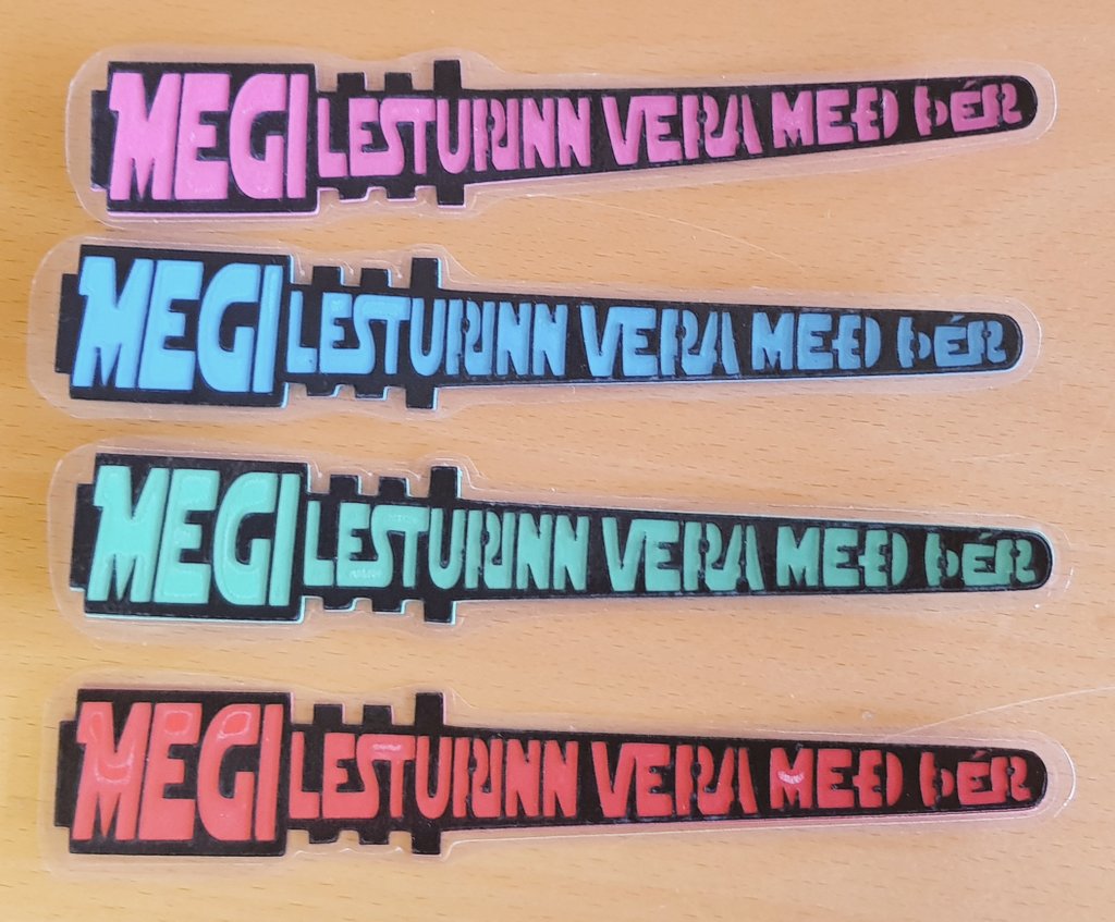 Sumarlestrarverðlaun hjá Grunnskóla Vestmannaeyja árið 2019. Bókamerki skorið út úr pappír og plastað. #menntaspjall #GRVeyjar #silhouette