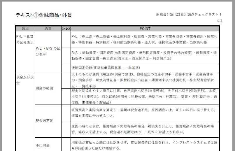 2021年目標の皆さまへ 財務会計論-計算にて、「論点チェックリスト I