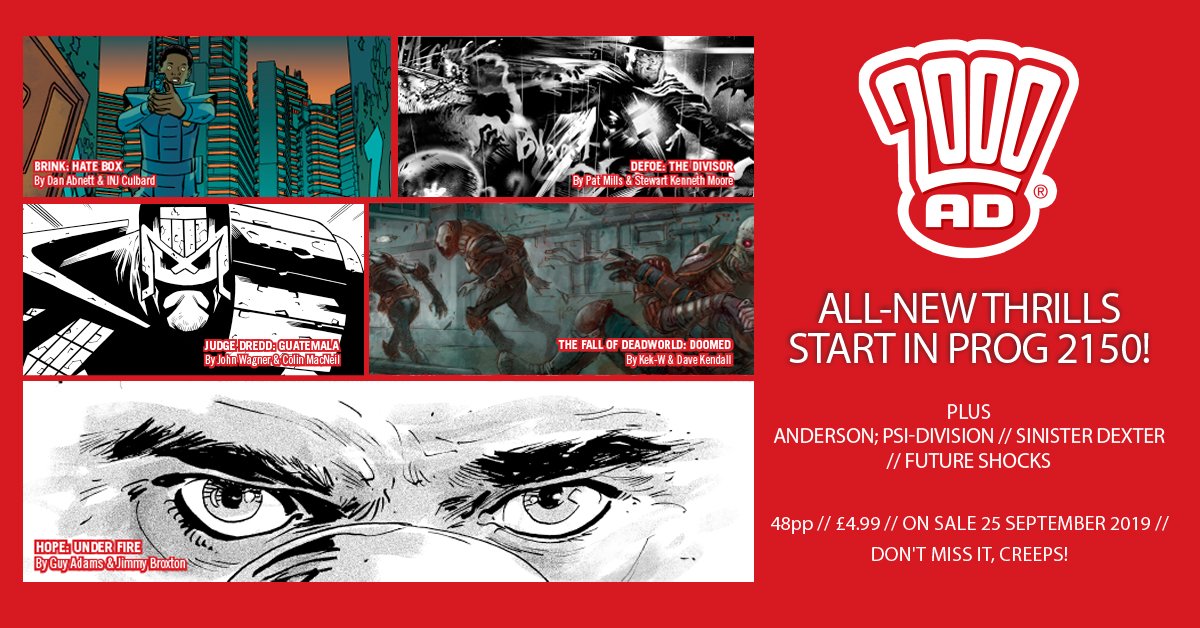 2000AD's tweet image. 8 brand new stories from some of the best in the business across 48 pages?

There's never been a better time to subscribe to #2000AD.

Subscribe now to get our thrill-packed jumping on prog 2150 plus more exciting comics each week, starting at just £7.99: bit.ly/2Ws04uc