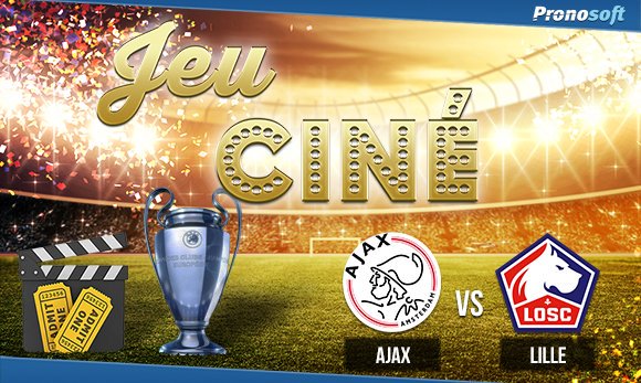 [#JeuCiné] Ajax - Lille 🇪🇺

2 places de ciné à gagner en trouvant le score exact ! 2 gagnants tirés au sort RT&amp;Follow #AjaxLOSC  #TeamParieur