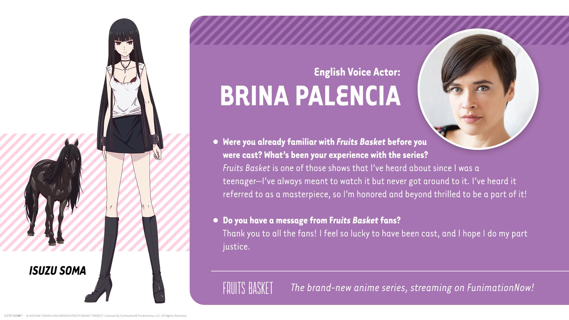 Fruits Basket on X: We're also excited to announce that Brina Palencia  will play Isuzu Soma in the English version of Fruits Basket~! 💕 Who's  ready to finally to see her story?