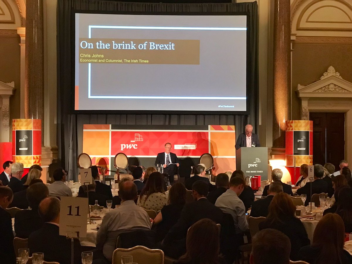 PwCIreland's tweet photo. Our next speaker is Chris Johns, who will be discussing #Brexit and its potential impacts on Ireland #PwCTaxSummit https://t.co/lIpAIgXoP0