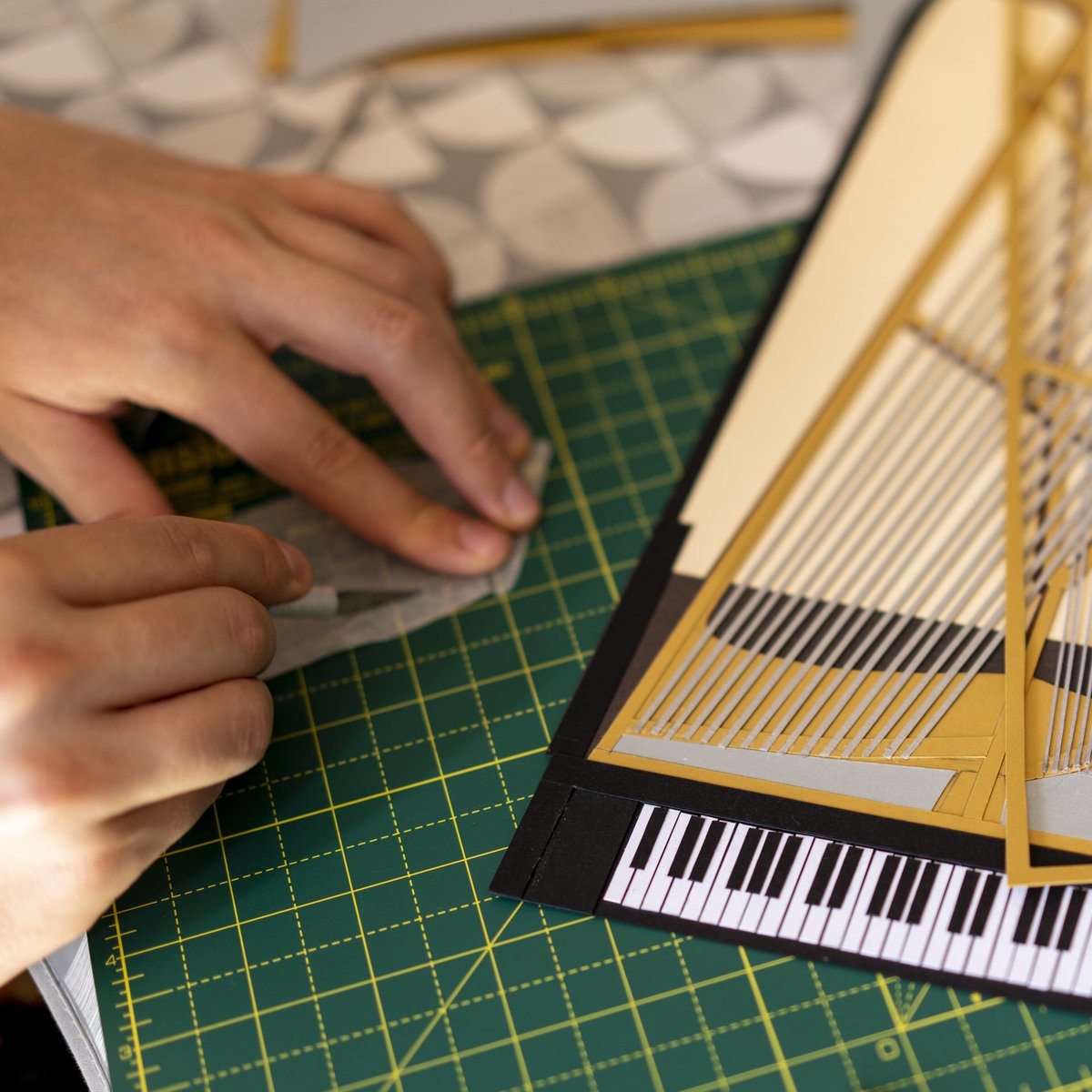 sixty hours, six months // alongside the creation of the single, Jake has been creating a scale model of a grand piano entirely out of paper for the artwork. come see it in person on the 21st September at Illustrate on Park Street for our launch party! #papercraft #singlelaunch