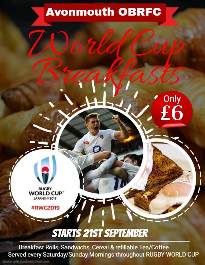 AvonmouthOBRFC's tweet photo. With the @rugbyworldcup starting this Friday we will be hosting our World Cup Breakfast Mornings at the club house every weekend throughout the tournament...
All welcome to enjoy the atmosphere of the tournament!!
๐ฏ๐ต ๐ ๐ณ ๐ฅ
#WhenHungerStrikes #EarlyKickOffs https://t.co/z2To54ew49