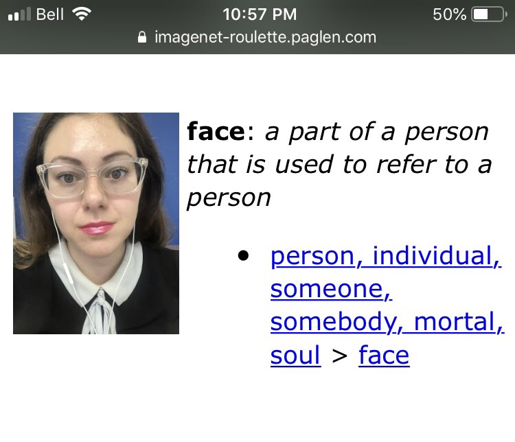 DaniParadis's tweet image. My face got categorized as “face” #imagenetroulette