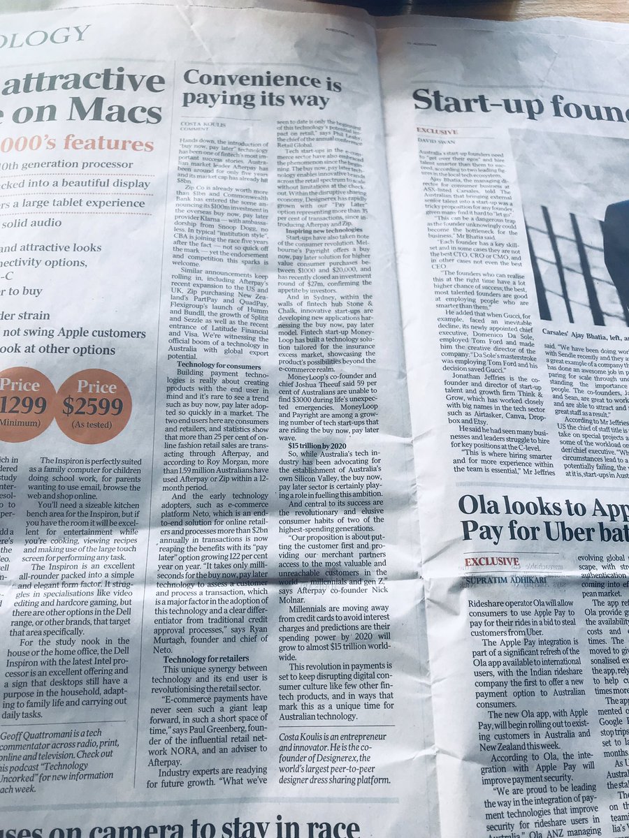 oulalamoney's tweet photo. #Payments #innovations born in #Australia taken to the world led by #BuyNowPayLater targeting #Millennials #GenZ avoiding credit interest charges https://t.co/7js1pnxvk0