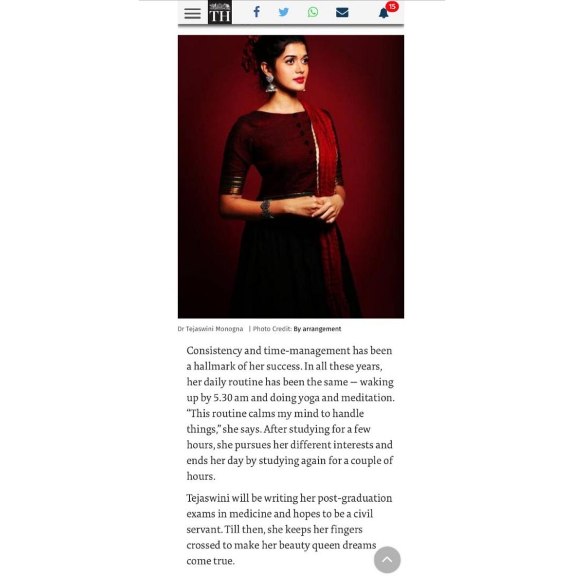 Thank you 'The Hindu Newspaper' for recognizing ,honoring my efforts and constantly supporting my endeavors. 
@the_hindu @THMetroPlus @MissEarth @divinegroupind1 @tejaswinimanogn 
#missearth2019 #missearthindia2019