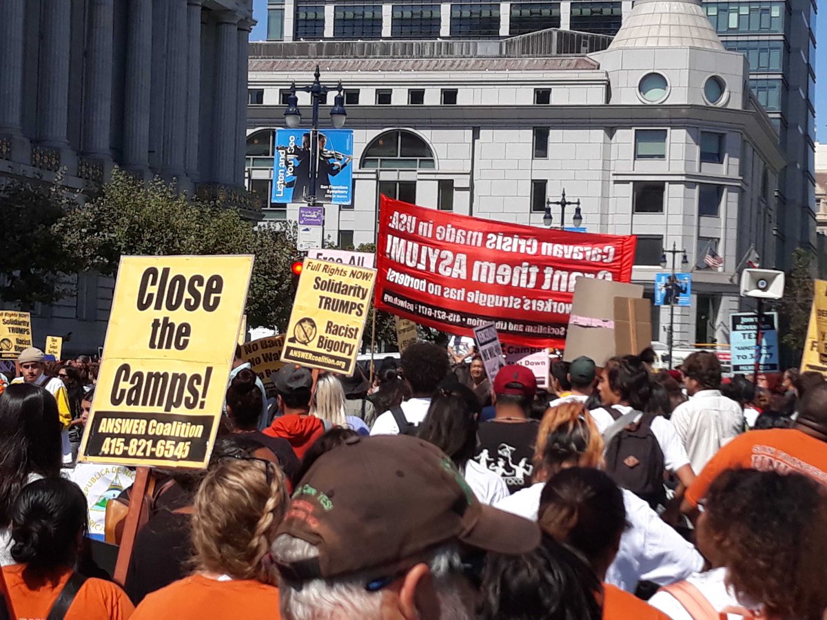 BayAreaSRA's tweet photo. 4000+ strong today in San Francisco’s rallies to close the camps with #ADayWithoutImmigrantsSF https://t.co/zC4Ej9YVQO