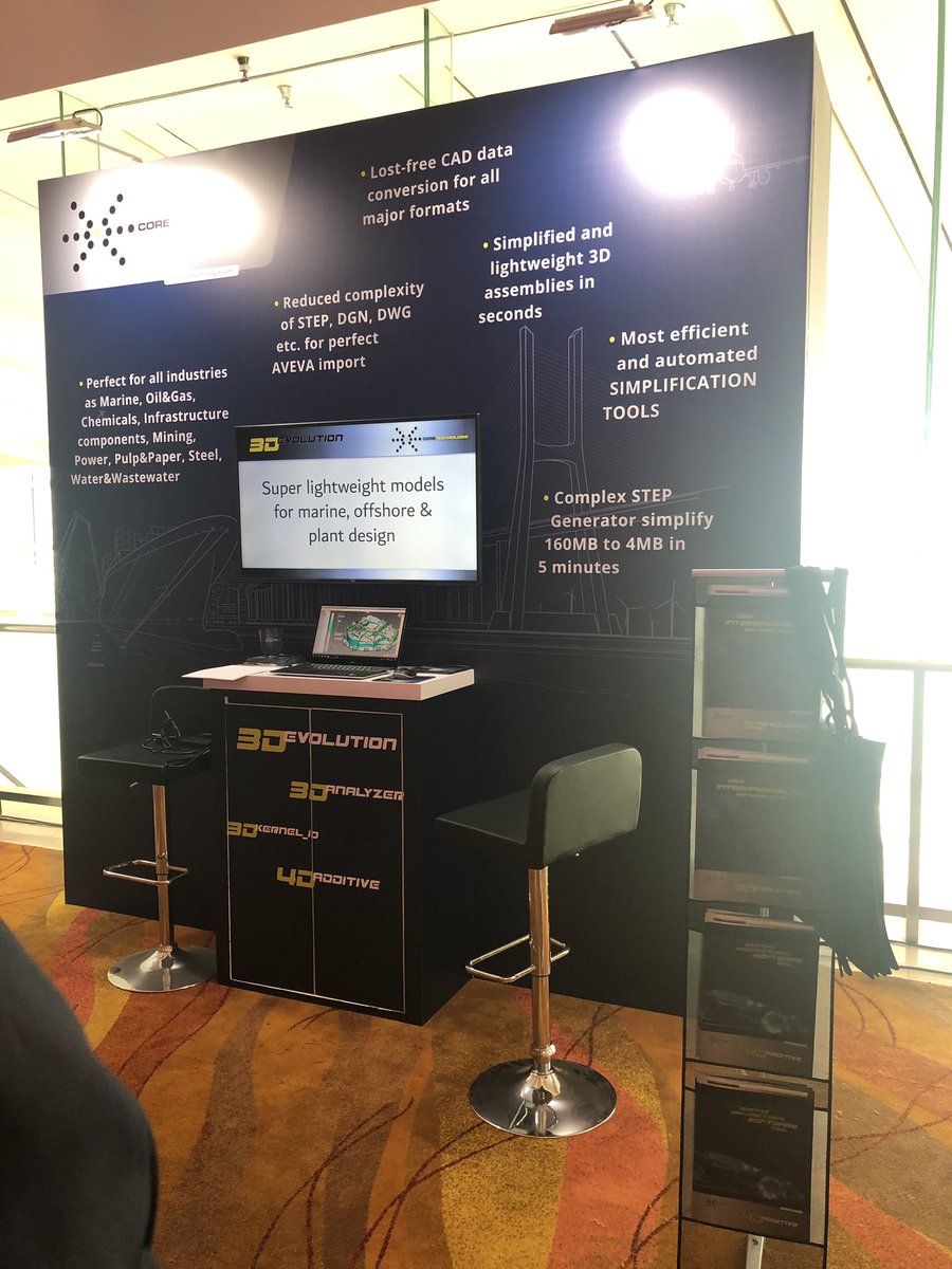 CoreTechnologie's tweet image. @CoreTechnologie presenting at the #AVEVAWorld Summit 2019 in Singapore. A great start for our first day. Big file size reduction for highest data performance by 3D_Evolution Simplifier.Join us and learn more about our Software. #3D_Evolution #AVEVA #Singapore #CoreTechnologie