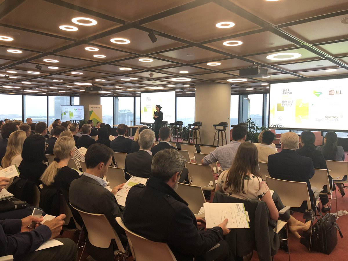 A full house at Sydney launch of  <a href="/GRESB/">GRESB</a> 2019 &amp; a decade of Australian leadership. @rooney_davina - <a href="/gbcaus/">Green Building Council of Australia</a> working collaboratively to deliver industry ‘more time on sustainability achievements with less time on sustainability data’. Congrats to all: bit.ly/2lETxPJ