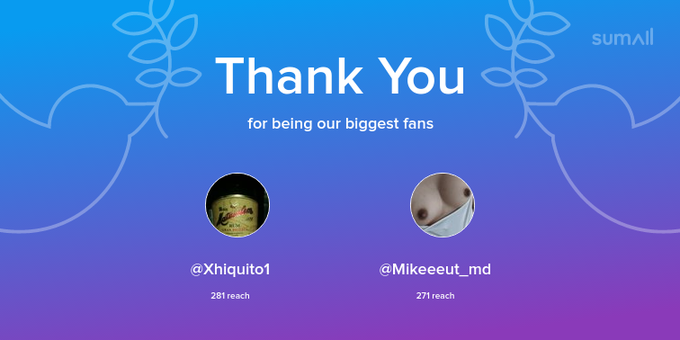 Our biggest fans this week: Xhiquito1, Mikeeeut_md. Thank you! via https://t.co/BW46EPLYwl https://t