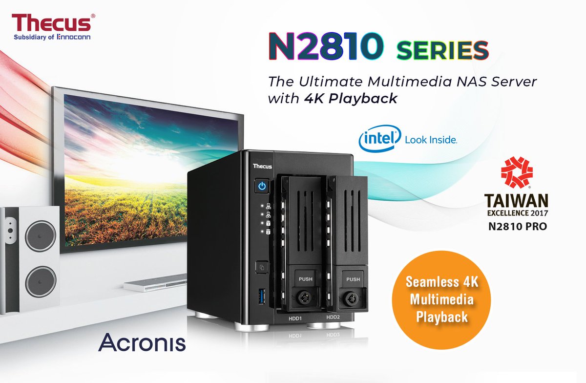 ThecusME's tweet photo. The Ultimate Multimedia NAS Server with 4k Playback - Thecus N2810 Series 
More @ https://t.co/bvu4ZM8SD7 https://t.co/C4XtJkeObt