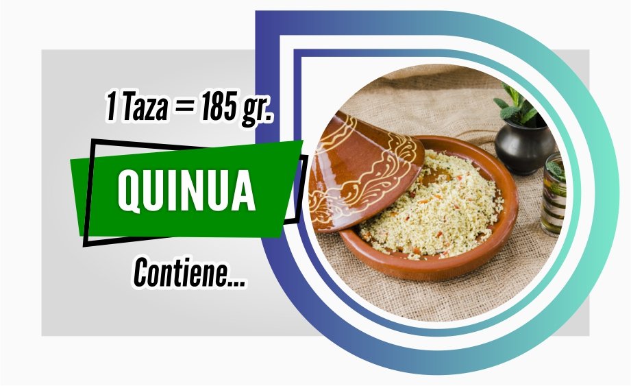 Cada taza de Quinua contiene 8⃣gr. de Proteina, 5⃣gr. de Fibra! 
Altos porcentajes de la CDR (Cantidad Diaria Recomendada) para el cuerpo humano de Magnesio, Fósforo, Folato, Cobre, Hierro, Zinc, Potasio y Vitaminas B1 - B2 - B6!!!☘️ #laconcienciadelpaladar