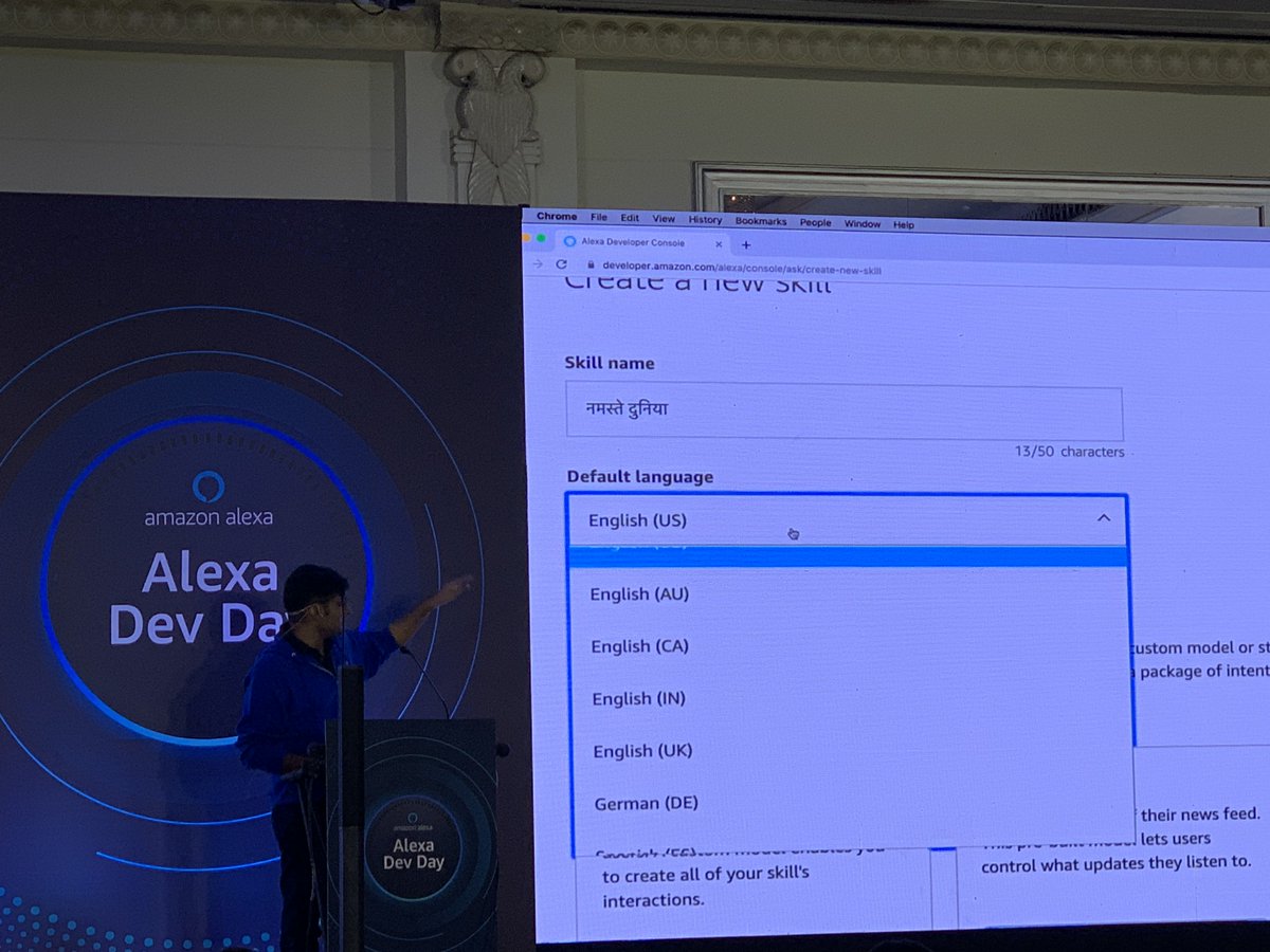 amit's tweet photo. The colloquial “Namaste Duniya” skill at #AlexaDevDay #helloWorld @pkarthikr https://t.co/R61vNNf3UH