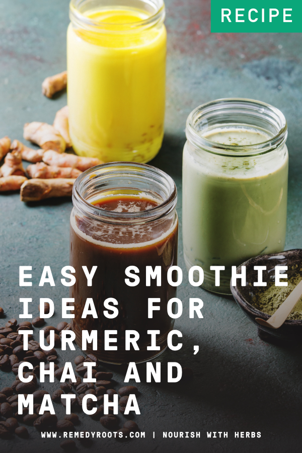 Easy Smoothie Recipes for Turmeric, Chai and Matcha lttr.ai/H41D #Turmericsmoothie #turmericlatte #summersmoothies #chailatte #RecipesHowto