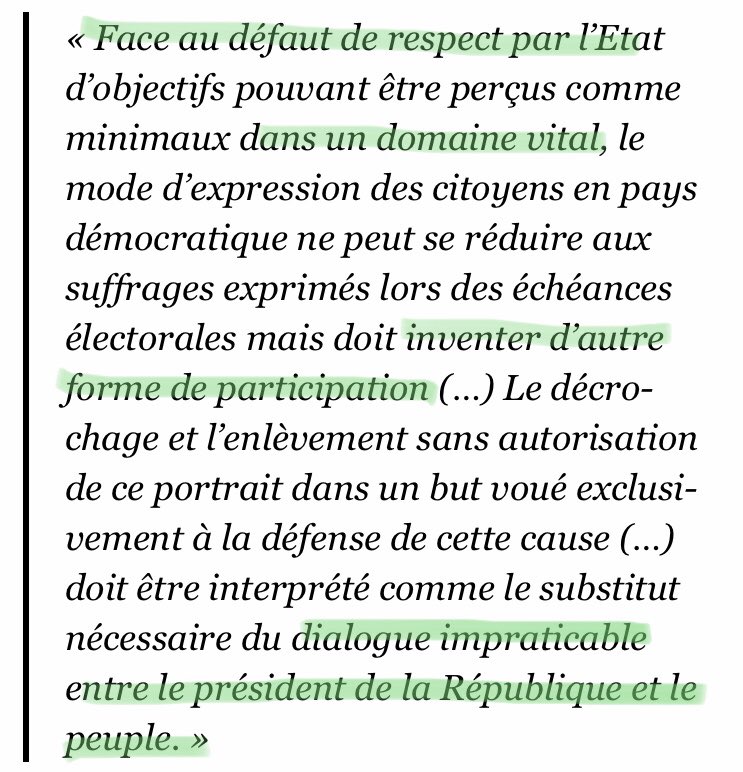 greenpeacefr's tweet photo. 🙌🏻 Une décision qui fera date : hier le tribunal de Lyon a jugé légitime l’action de désobéissance civile #DecrochonsMacron pour dénoncer l’inaction climatique d’E. Macron ⬇️⬇️⬇️ https://t.co/0ARgxGtmne https://t.co/gEOzUwJgVQ