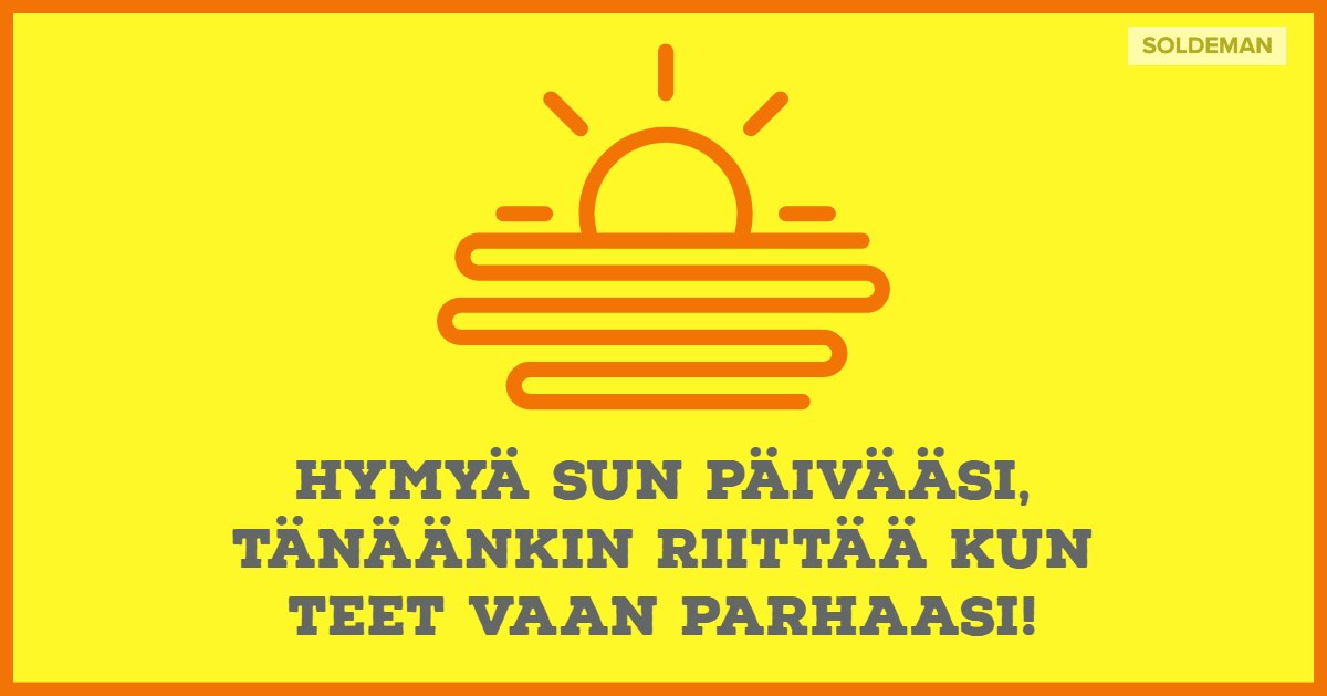 Soldemanoy's tweet photo. Tänään on se päivä kun voi auttaa jotain, tarvitsetko sinä apua johonkin? Myyntiin, markkinointiin - tai johonkin muuhun? Laita viestiä, tai soita meille! https://t.co/JJfhx4cgfX
