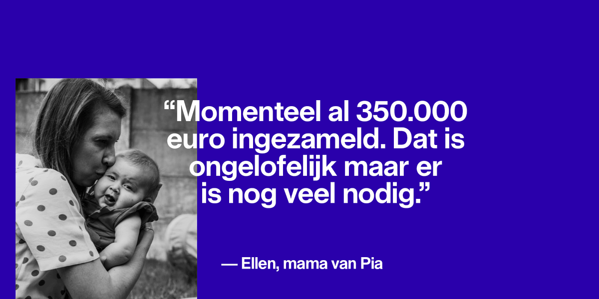 stubru's tweet photo. Met een nationaal sms-nummer proberen de ouders van Pia aan 1,9 miljoen euro te komen om een medicijn te kopen voor hun kleine meisje. Door 'Pia' te sms'en - 2 euro per sms -  naar 4666 kan jij ook steunen. https://t.co/tFbLWZmdzB. #TeamPia https://t.co/CVFWOYlELd