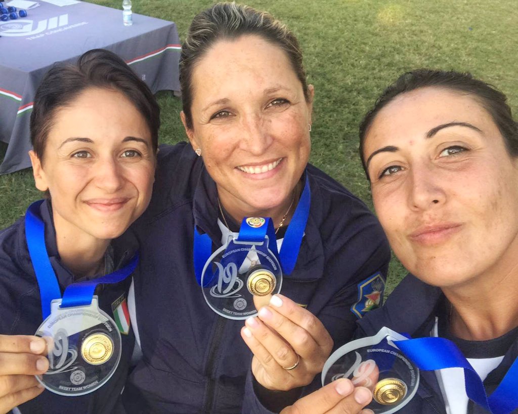 Beretta_1526's tweet photo. 2019 European Championship Shotgun: congratulations to #TeamBeretta’s Diana #Bacosi, Chiara #Cainero & Simona #Scocchetti 🇮🇹 for securing 🥇 in the #Skeet Women Team final #1choiceofchampions #ECH2019 https://t.co/yXJgF698oU