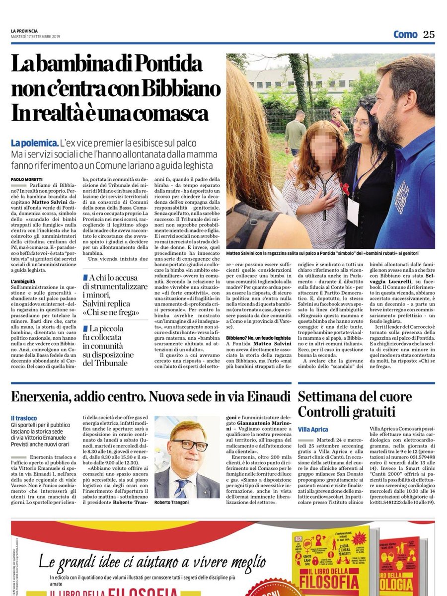 stanzaselvaggia's tweet photo. Già che ci siamo. La bambina che non era di Bibbiano ed esibita a Pontida è stata portata via a madre e padre dai servizi sociali di un comune del comasco governato dalla LEGA da un decennio. La prossima volta promuovi l’hashtag #ParlacidellaBassaComasca, Matteo Salvini. https://t.co/LRPz62LmGv