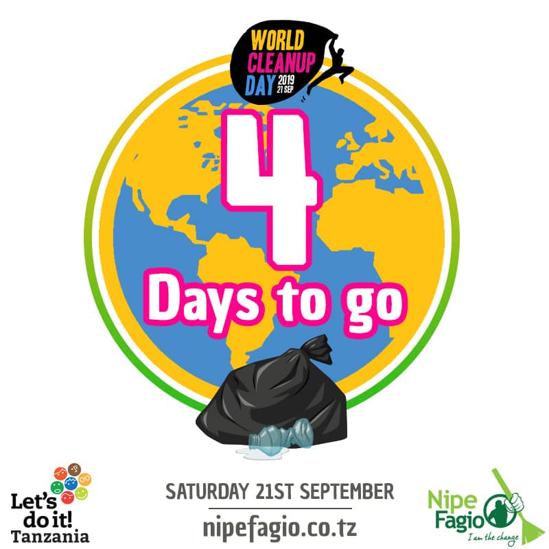 NipeFagio's tweet photo. 4 days to go 😱 excited? Don't miss! #LetsDoIt #zerowaste #letsdoittz #TipTuesday #WorldCleanUpDay2019 https://t.co/4sBGFExxYi