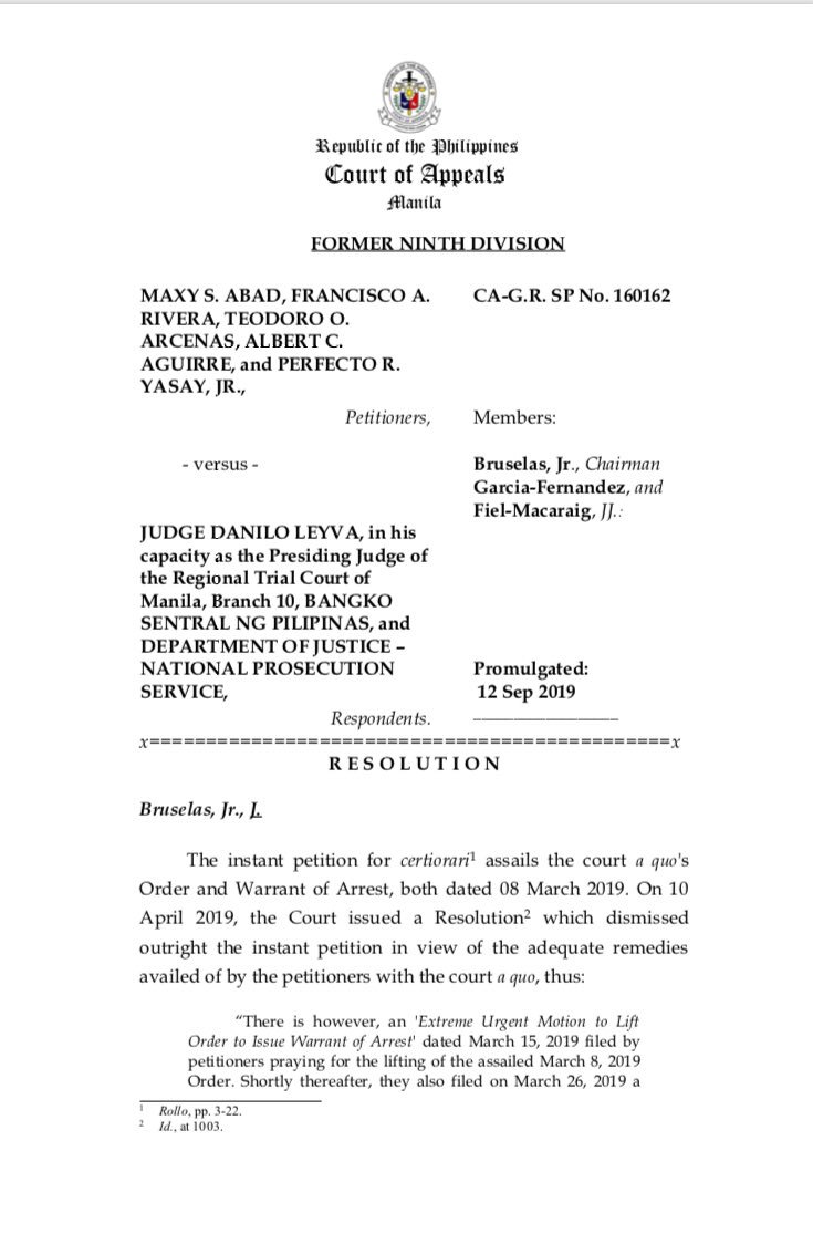 Mike Navallo on Twitter "Court of Appeals junks exDFA Sec Perfecto