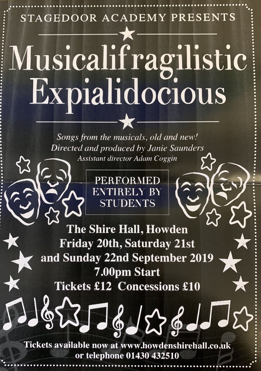 HowdenSchool's tweet photo. Some of our current & ex-students are in Stagedoor Academyβs latest musical extravaganza which you can see at The Shire Hall this coming weekend. Tickets available now or you can pay on the door on the day. Please give them your support #HowdenSchool @shirehallhowden https://t.co/VsGvGjGkpC