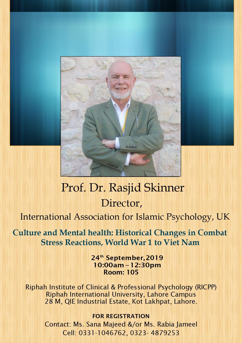 ICIPPOfficial's tweet photo. Join RICPP for an interactive set of workshops.
Learn about Islamic Psychology and Modern Practices in Psychology.
24 September 2019
Riphah International University
#RICPP  #Lahore #Psychology #conferences @islamic_psych @khanfahad @AwaadRania @RiphahIntUniLhr   @RothmanAbdallah https://t.co/Q3YckPSCbP