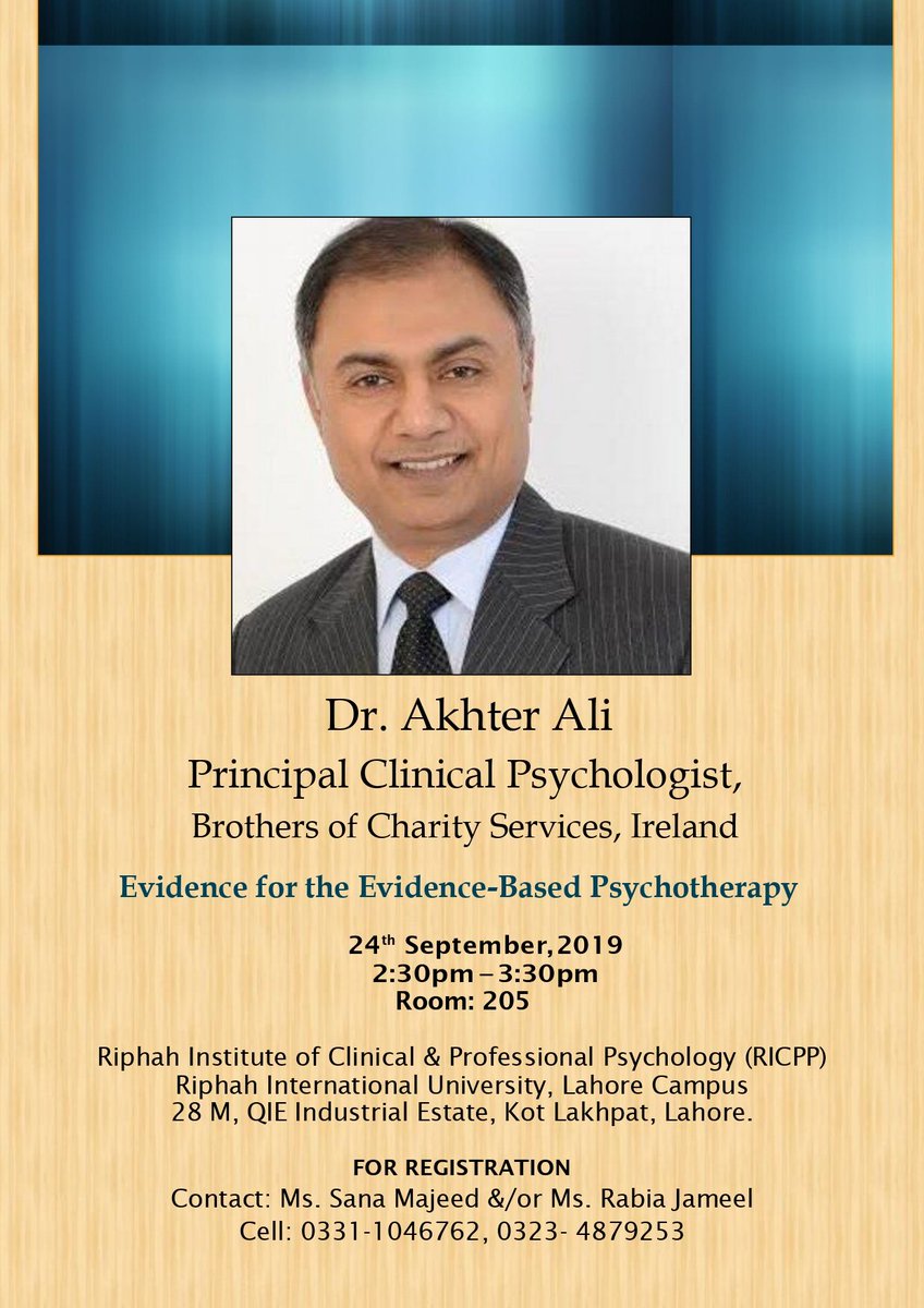 ICIPPOfficial's tweet photo. Join RICPP for an interactive set of workshops.
Learn about Islamic Psychology and Modern Practices in Psychology.
24 September 2019
Riphah International University
#RICPP  #Lahore #Psychology #conferences @islamic_psych @khanfahad @AwaadRania @RiphahIntUniLhr   @RothmanAbdallah https://t.co/NF022xSHTe