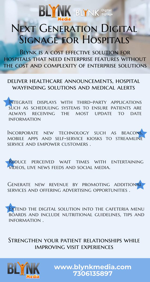 blynksystems's tweet photo. Hospital Digital Signage from Blynk Media - https://t.co/EAKu77i9Km https://t.co/FeCShuP7cQ