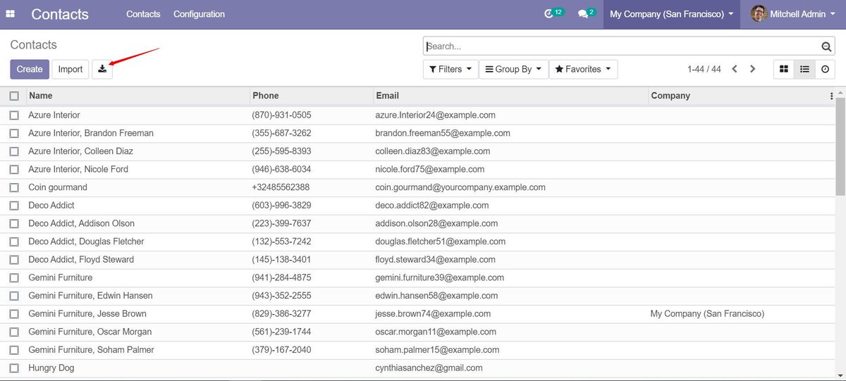 mukitgmbh's tweet photo. #Odoo 13 includes an easy way to export the current list view as an XLS file.

Commit: https://t.co/wPYn0b5LIg https://t.co/3V8Q32oeL5