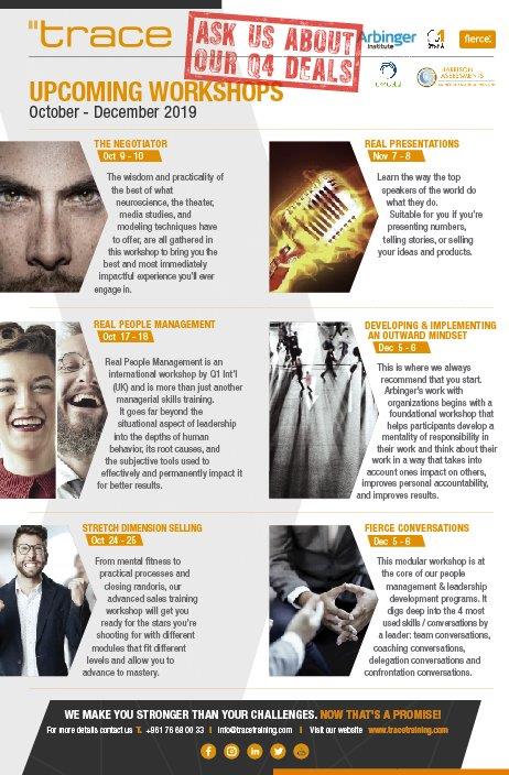 traceformers's tweet photo. Rolling out our public workshops calendar! π
Take a look at the schedule and get in touch for more info!
#negotiation #real_people_management #salestraining #presentations #mindset #fierceconversations #Public_Workshops #tracetraining #we_make_you_stronger_than_your_challenges https://t.co/SBUlA91nNd