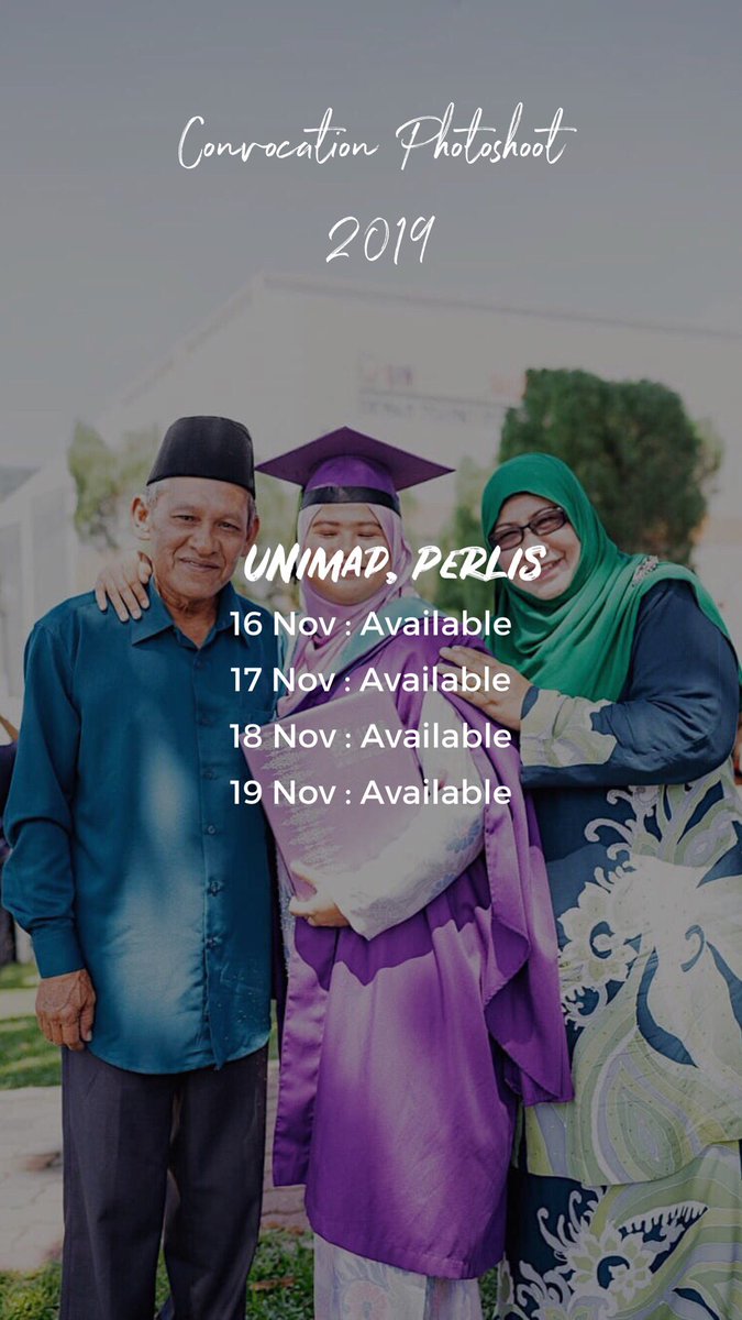 Hi, Convocation Photoshoot (USM,UITM, UNIMAP & UUM) by SAASFI photography.

Ig : saasfiphotography

Boleh dm untuk pertanyaan pakej dan booking 😊

#purpleflood #usmconvo #uitmconvo #unimapconvo #uumconvo