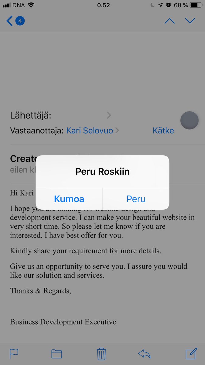 KariSelovuo's tweet photo. Tunnen itseni tyhmäksi. Perunko vai kumoanko? iPhone / Apple Mail... https://t.co/jFzrYwPaZl