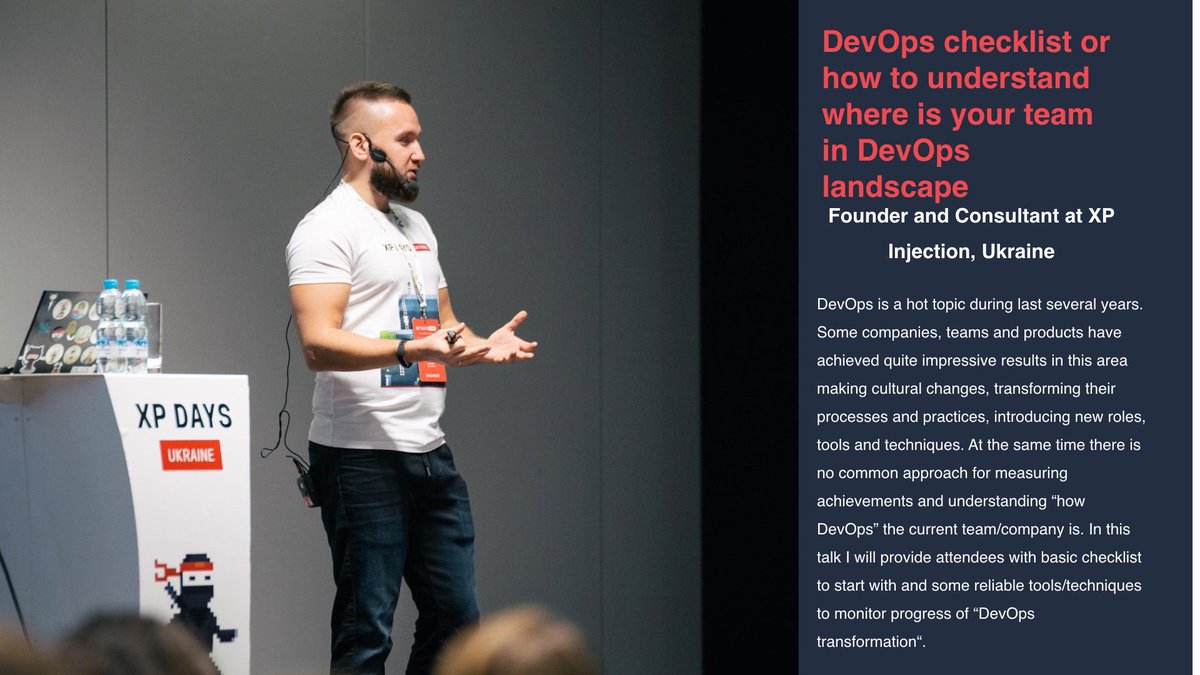 Второй доклад в рейтинге XP Days Ukraine 2018: DevOps checklist or how to understand where is your team in DevOps landscape by <a href="/xpinjection/">xpinjection 🇺🇦</a>. Слайды и видео доклада bit.do/pdctiv #DevOps #team #xpdays_ua