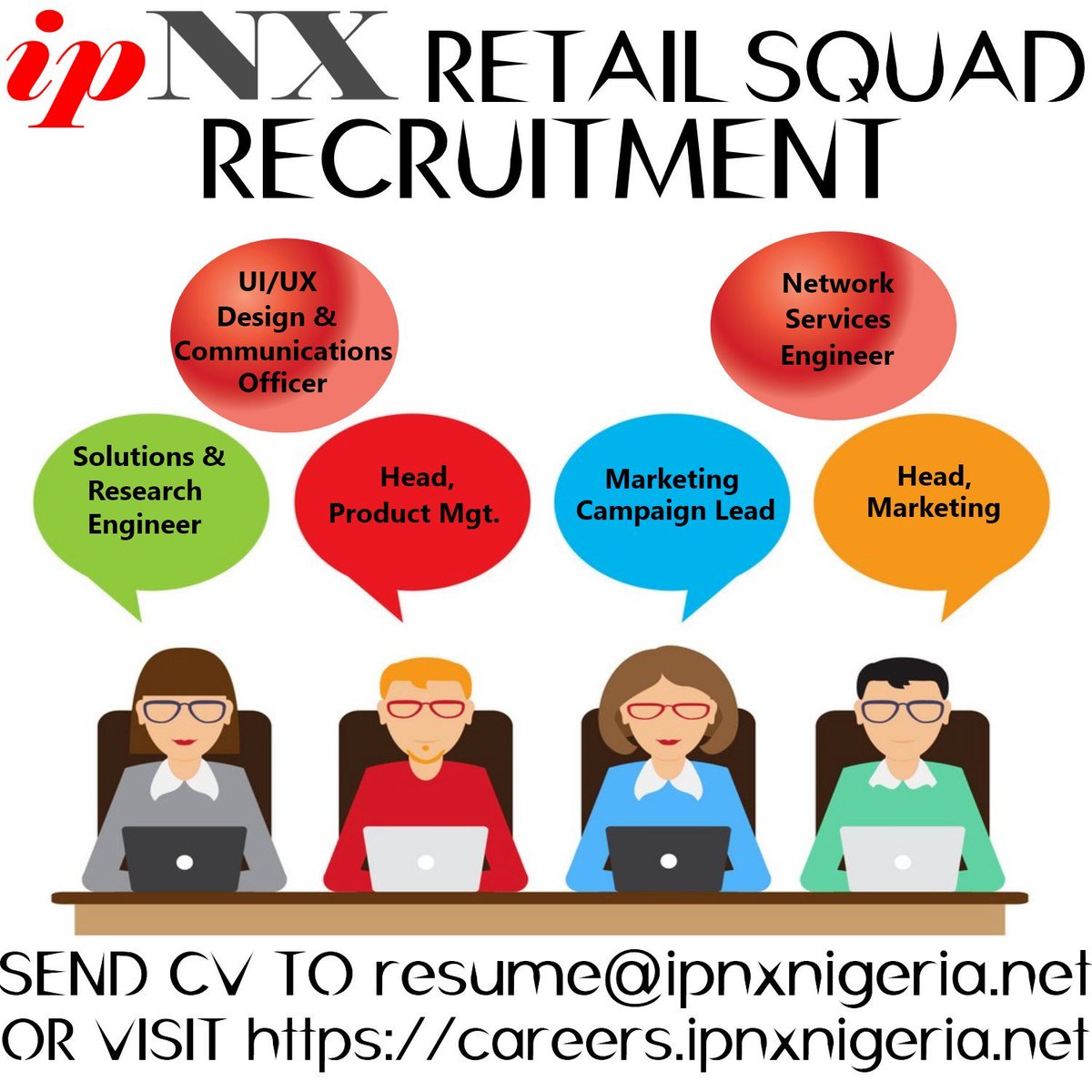 iRecruite's tweet photo. ipNX RETAIL SQUAD RECRUITMENT

Send your CV to resume@ipnxnigeria.net or visit https://t.co/8weamoXPnc to join our Retail squad.

"Great things in business are never done by one person; they're done by a team of people."–Steve Jobs

#ipNX #ipNXisHiring #Nigeria #jobs #recruitment https://t.co/7E4kglaHqX
