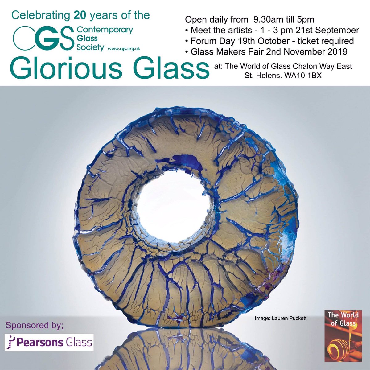 @CGSUK celebrating 20 years with the G L O R I O U S G L A S S Exhibition @TheWorldofGlass St.Helens Meet the artists 21st September 1- 3pm. #glass #celebration #meetthemakers #meettheartists #unique #contemporaryglasssociety #twentyyears