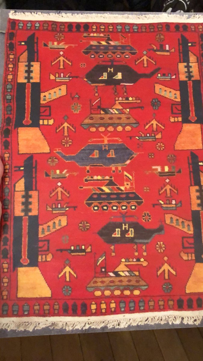 MediaCultureUoW's tweet photo. Amazing insight into Afghan War Rugs from Amy Forster Smith @NTCroome which inspired Grayson Perry tapestry: us and the Middle East, military, protest. So many themes for our #Freshers to explore in their studies @EngLitUoW @UoWriting @FilmStudiesWorc. #WelcomeWeek19. https://t.co/f46uoSSxEF