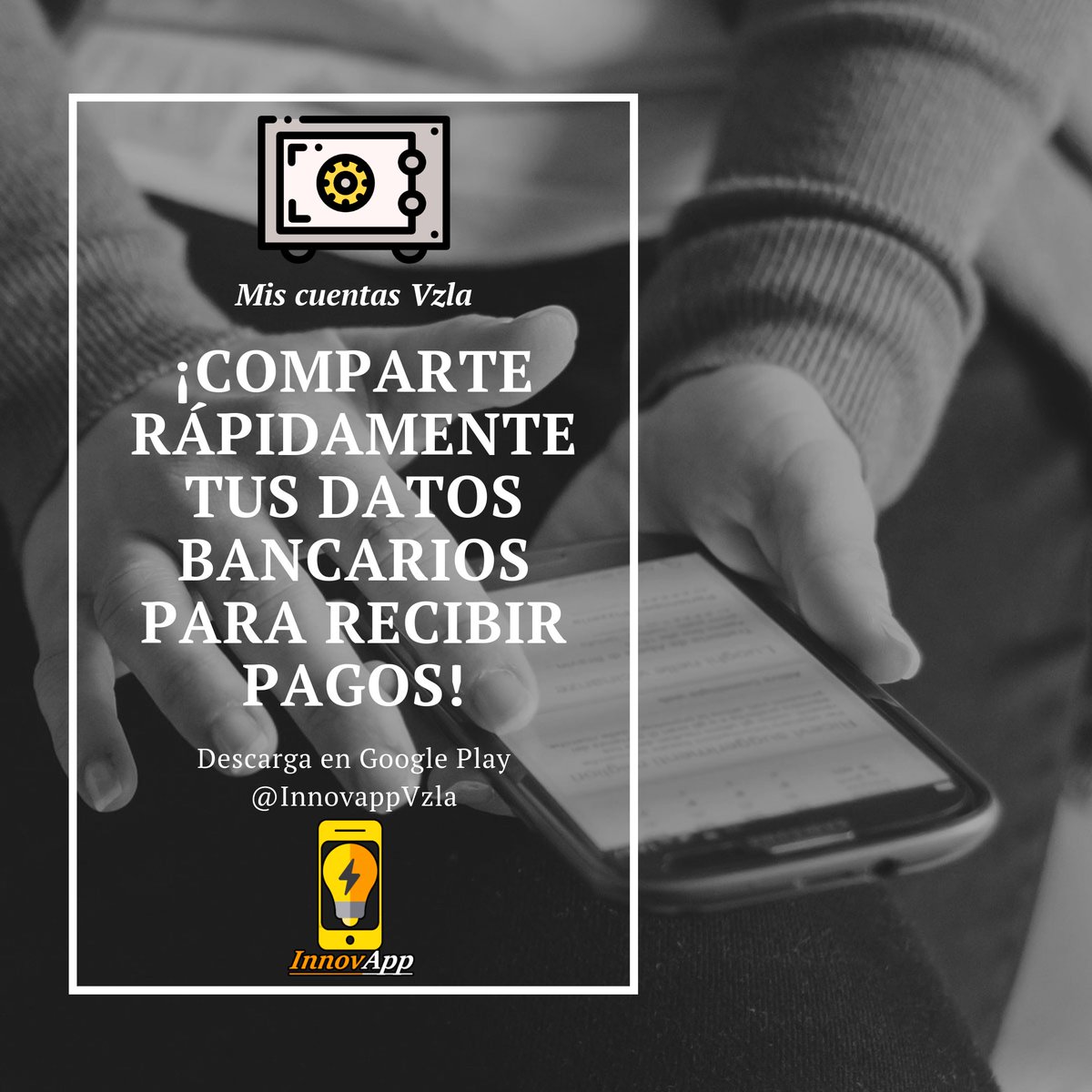 VillenaGV's tweet photo. Empresa Venezolana desarrolla #app para compartir datos de Cuenta Bancaria de forma fácil y rápida. Pará hacer que tus clientes te paguen con más facilidad https://t.co/d6Cd73VRFH  #Venezuela #Banco #BOD #Mercantil #PagoMóvil #Sudeban https://t.co/0JtkR3HJH6 https://t.co/bThRnVRj2Q