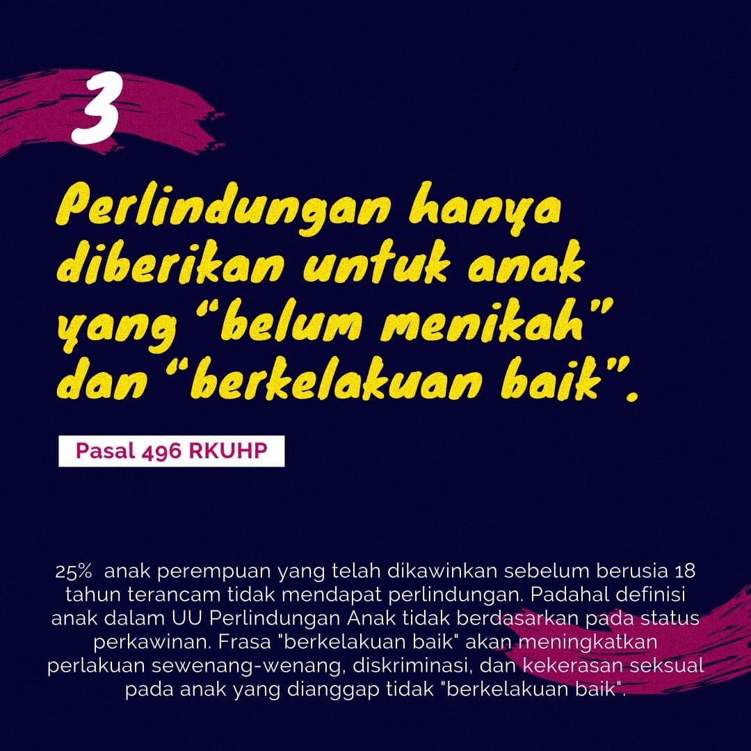 margianta's tweet photo. RKUHP bisa mengkriminalisasi korban perkosaan yang memilih aborsi, mengkriminalisasi orang yang membantu edukasi &amp; akses alat kontrasepsi, serta mengambil hak anak yang 'sudah menikah' dan 'tidak perilaku baik'.

Yakin mau disahkan buru-buru?
Cr: @the_magdalene
#TundaRKUHP https://t.co/Hf91hOR2ql