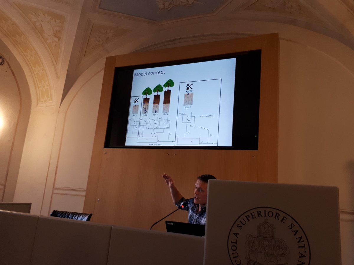 H2020Freewat's tweet photo. The 2nd #FREEWAT Int. Workshop in #Pisa @ScuolaSantAnna, after @RotmanC from @IDAEA_CSIC showing #akvagis functionalities it's time 4 #Danielbittner from @TU_Muenchen to talk about the Lukars model for #landuse change impact on #karst system analys @IAHItaly @EuroGeosciences https://t.co/K9rGib0Oyn