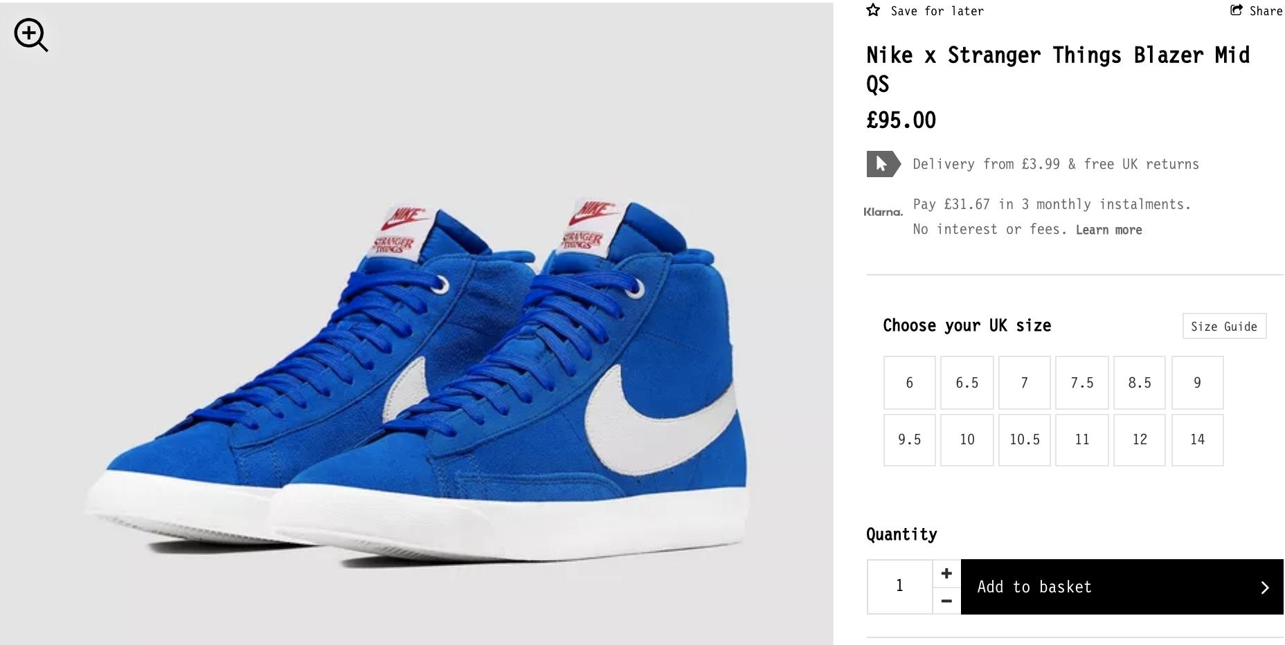 nike blazer stranger things on feet