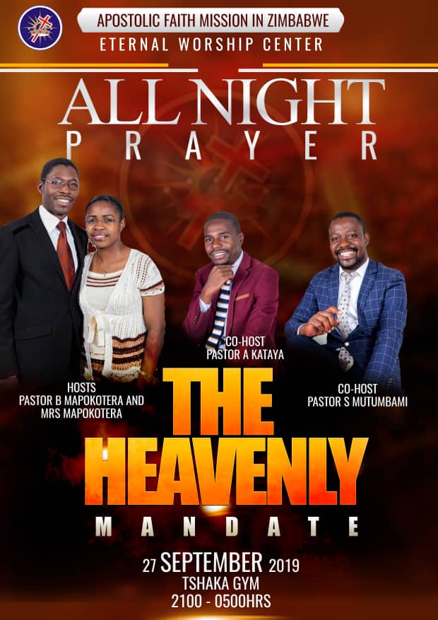 Its happening this Friday in Bulawayo. Three assemblies are hosting this all night prayer dubbed The Heavenly Mandate. The wind is blowing again.