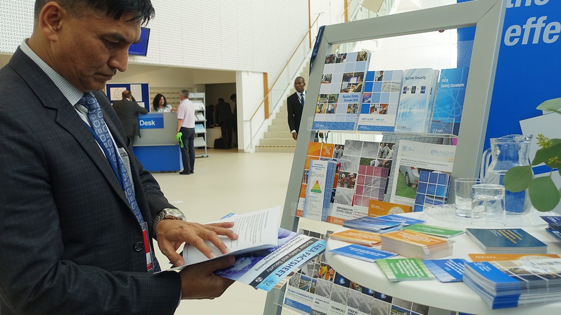 IAEANS's tweet photo. Delegates at the #IAEAGC are stopping by the #IAEA Department of Nuclear Safety and Security booth this week to learn more about IAEA’s work in #nuclearsafety and security and to get informed about the side events and tours taking place during the week 👀👉https://t.co/KJttIL0sfM https://t.co/PoGDSOO9XC