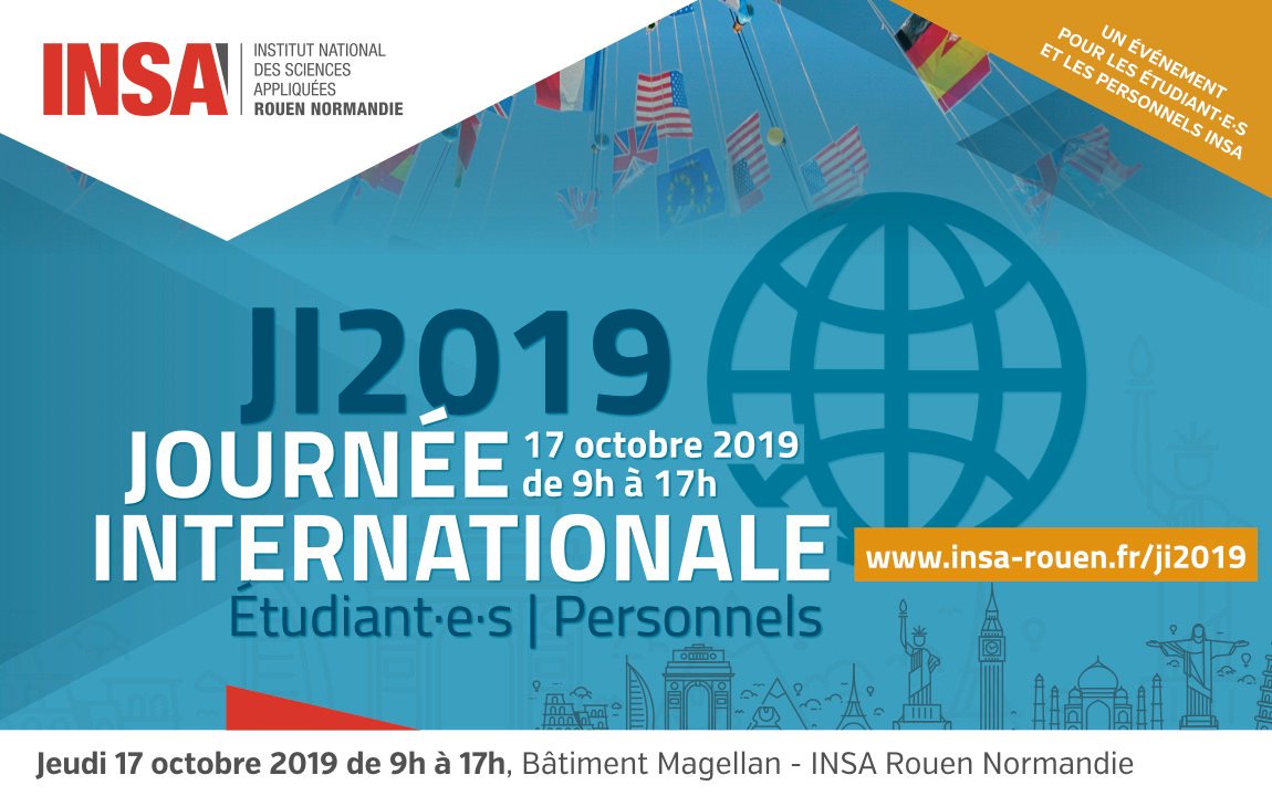 insarouen's tweet photo. L'@insarouen organise une journée internationale le 17/10 prochain. L'occasion de présenter la richesse de ses étudiants et partenaires internationaux à l'ensemble de la communauté #INSA ! #Ingénierie #International #EngineerToBe https://t.co/PmfWLnLIrl