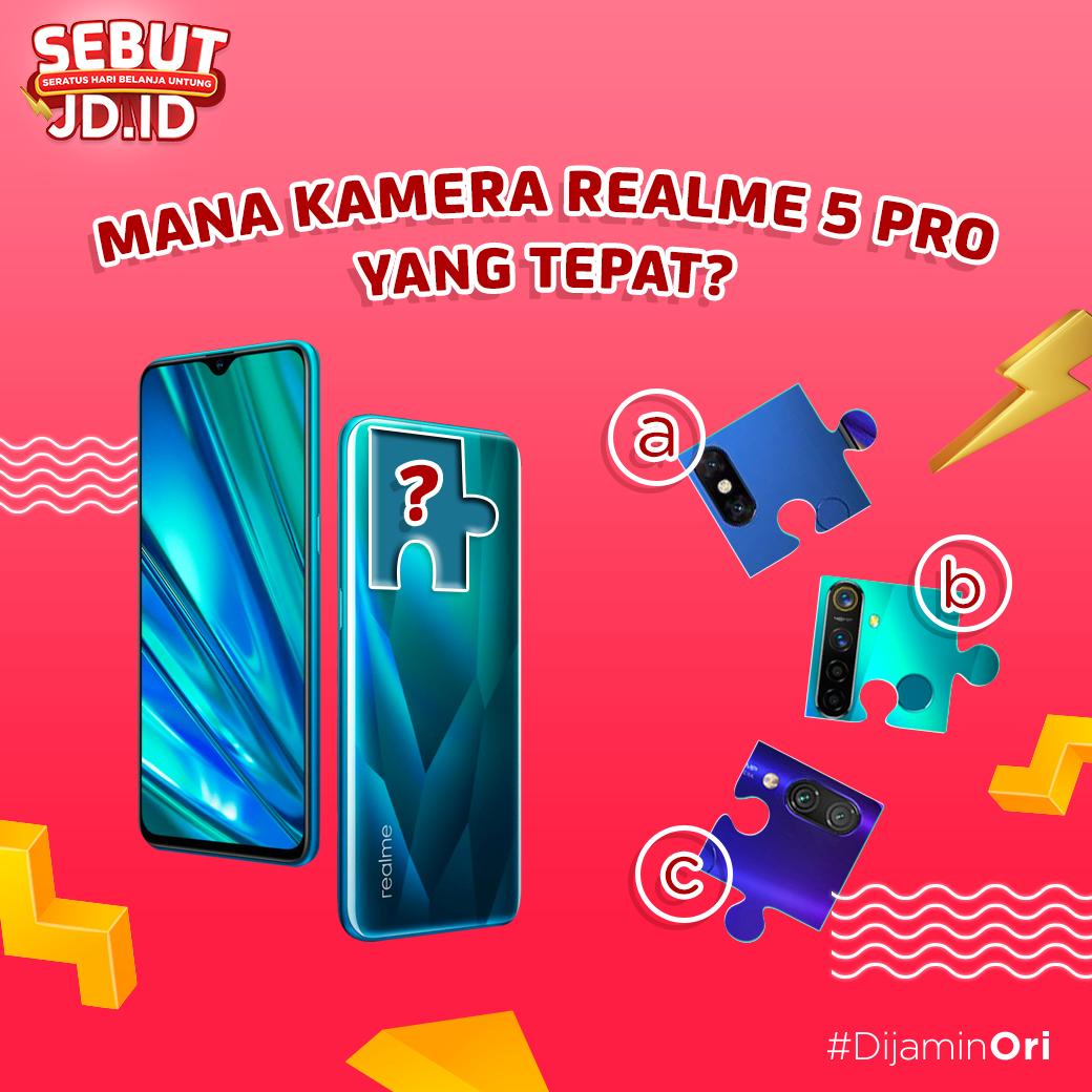 JDid's tweet photo. Sahabat JD, coba tebak kamera Realme 5 Pro mana yang tepat? Komen ya! π
HP ini paling pas buat jadi temen gaming kamu karena dilengkapi Snapdragone 712 dan yang paling menarik pertama kalinya realme menambahkan empat kamera utama.
.
#JDID #DijaminOri #SemangatOri #Sebut #SebutJD https://t.co/79YMHRf28w
