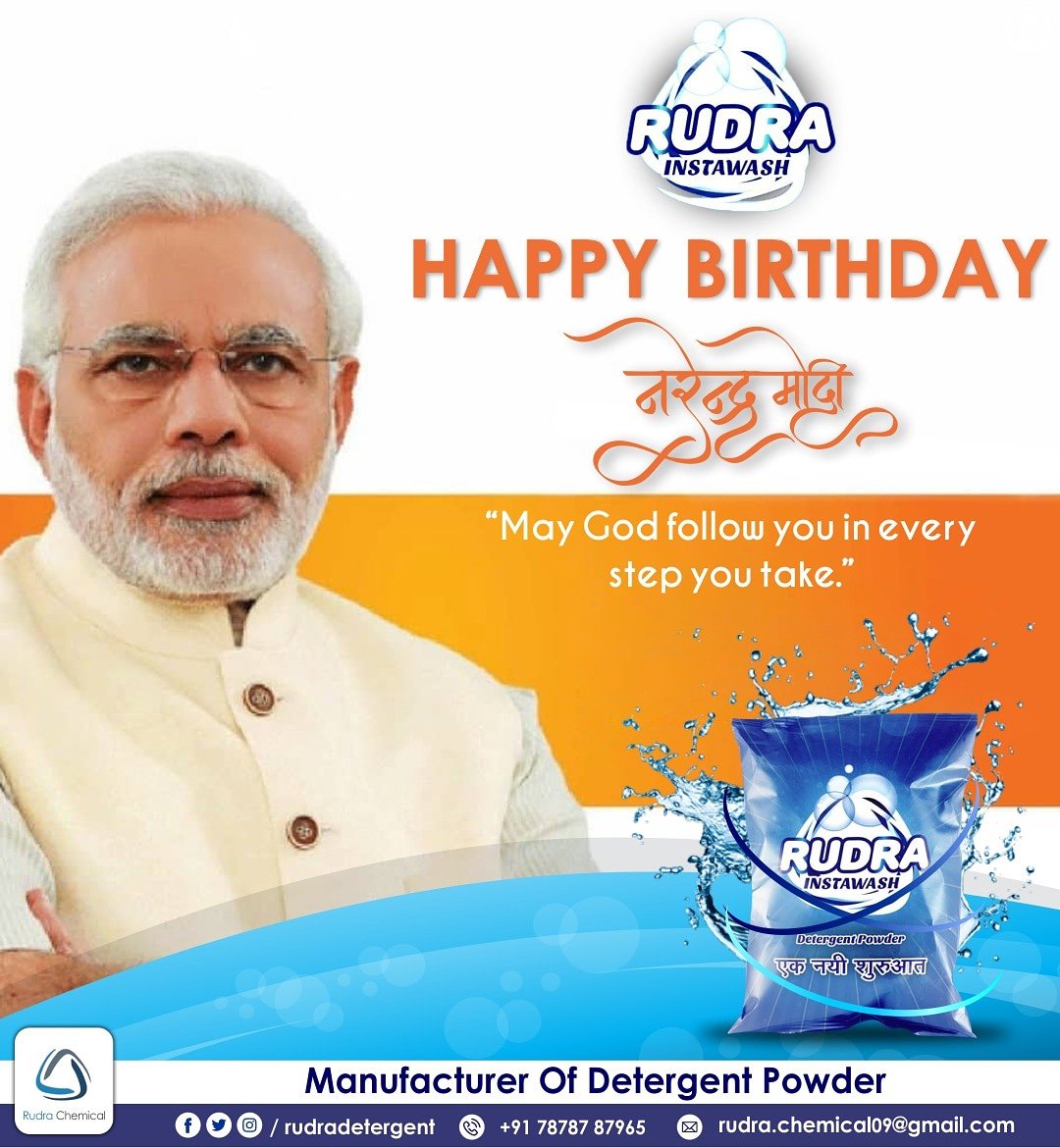 Happy Birthday To Our Honourabel Prime Minister Shri @narendramodi ji

#HappyBdayPMModi
#HappyBirthdayNarendraModi #HappyBirthdayNarendraModiji #ShriNarendraModi #PMModiBirthday

#RudraInstawash #RudraDetergentPowder #LaundryDetergent #Detergent #DetergentPowder #Cleancloths