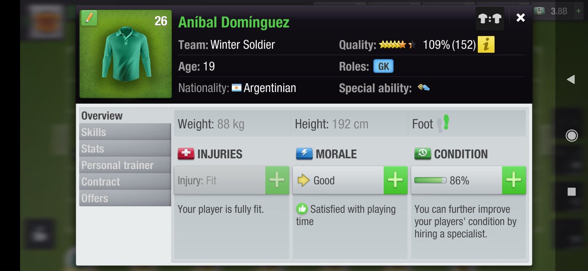 WinterSoldierTE's tweet photo. My 8.1 rating MOTM GK morale is decreasing to "good", while my 6.4 rating FW stays at "very good".
sorry @topeleven this is not Morale Dynamic, this is just some random algorithm applied to each and every match.
#bugeleven https://t.co/hS1zffwHO5