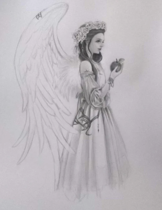 天使を描いてる途中?

時間無くてあまり描けてないけどまだ描いてます?

大きな翼に少し影をつけてみた?

背景…描いた方がいい?

背景を描いた方がいいと思う方はどんな背景か教えて?❤️

背景無くていいよって方もいたら教えてくれたら嬉しい? 